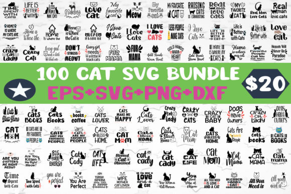 100 Cat SVG Bundle PNG Cutting Print Rea