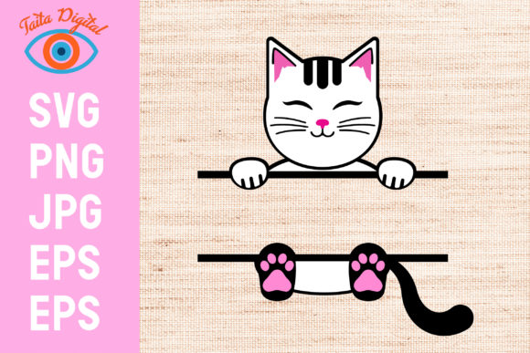 Happy Cute Cats Bundle with Text Graphic